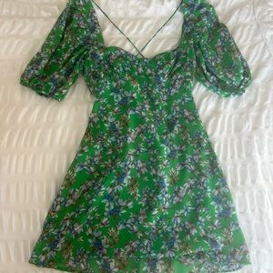 Skylar + Madison Green Floral Backless Dress